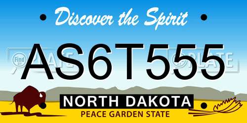 AS6T555 North Dakota License Plate