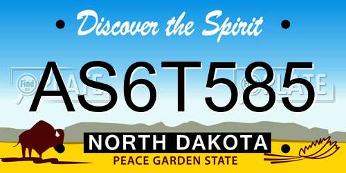 AS6T585 North Dakota License Plate