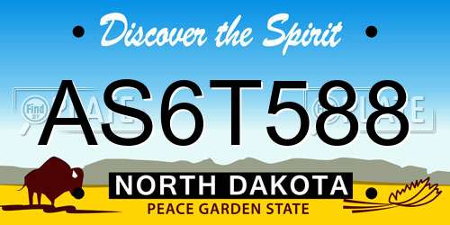AS6T588 North Dakota License Plate