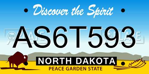 AS6T593 North Dakota License Plate