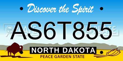 AS6T855 North Dakota License Plate