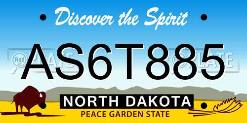 AS6T885 North Dakota License Plate