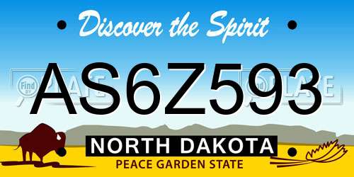 AS6Z593 North Dakota License Plate