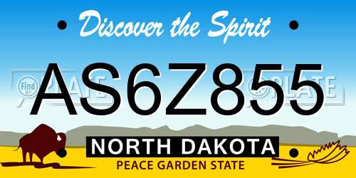 AS6Z855 North Dakota License Plate