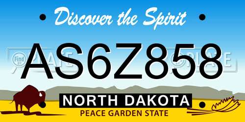 AS6Z858 North Dakota License Plate