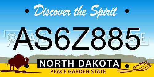 AS6Z885 North Dakota License Plate