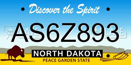 AS6Z893 North Dakota License Plate