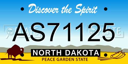 AS71125 North Dakota License Plate