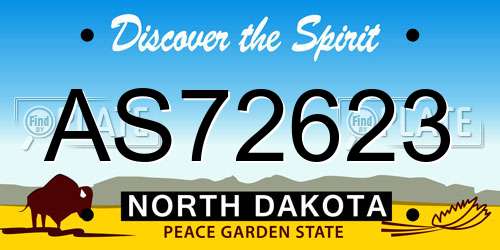 AS72623 North Dakota License Plate