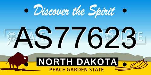AS77623 North Dakota License Plate