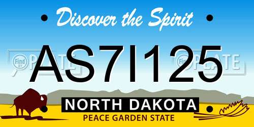 AS7I125 North Dakota License Plate