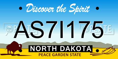 AS7I175 North Dakota License Plate
