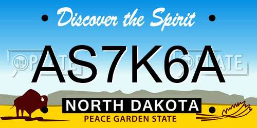 AS7K6A North Dakota License Plate