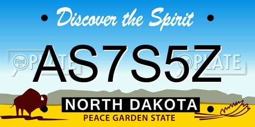 AS7S5Z North Dakota License Plate