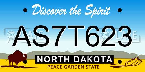 AS7T623 North Dakota License Plate