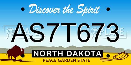 AS7T673 North Dakota License Plate