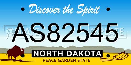 AS82545 North Dakota License Plate