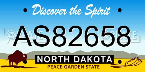 AS82658 North Dakota License Plate