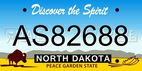 AS82688 North Dakota License Plate