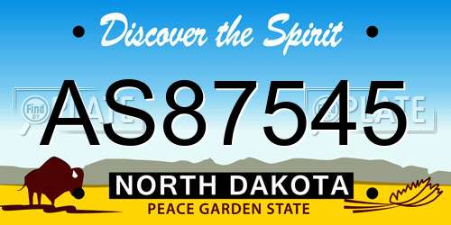 AS87545 North Dakota License Plate