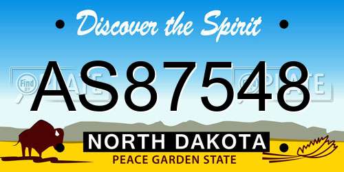AS87548 North Dakota License Plate