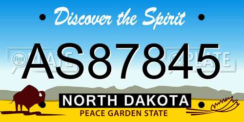 AS87845 North Dakota License Plate