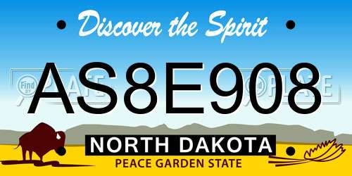 AS8E908 North Dakota License Plate
