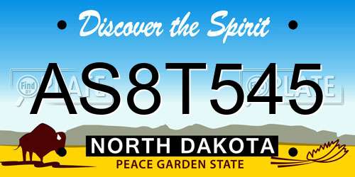AS8T545 North Dakota License Plate