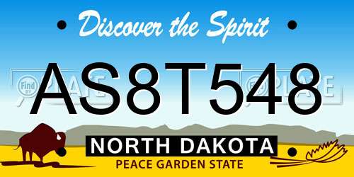 AS8T548 North Dakota License Plate