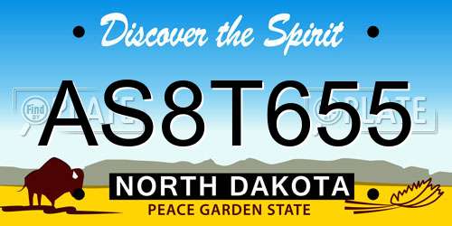 AS8T655 North Dakota License Plate