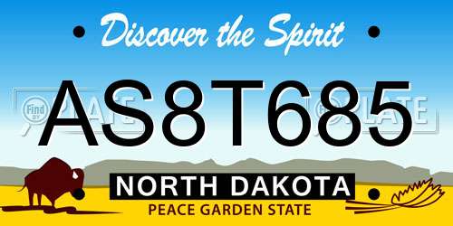 AS8T685 North Dakota License Plate