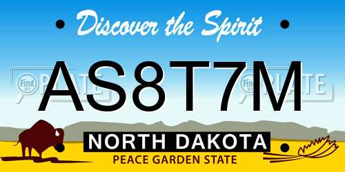 AS8T7M North Dakota License Plate