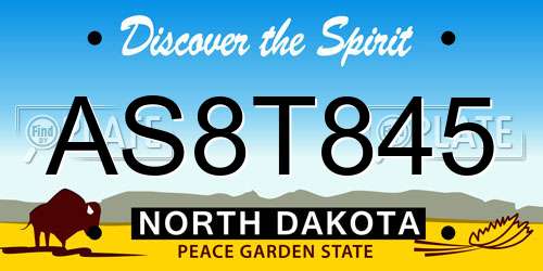 AS8T845 North Dakota License Plate