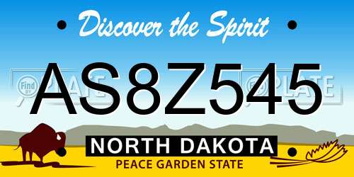 AS8Z545 North Dakota License Plate