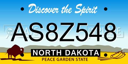 AS8Z548 North Dakota License Plate