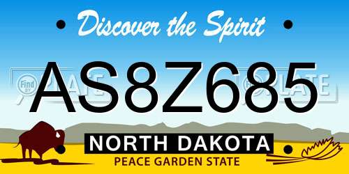 AS8Z685 North Dakota License Plate