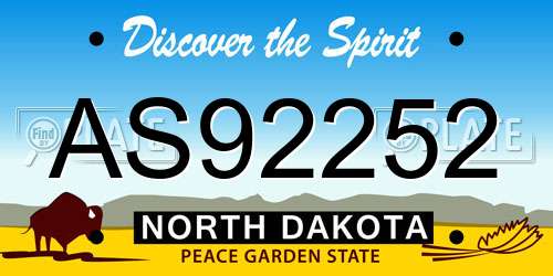 AS92252 North Dakota License Plate