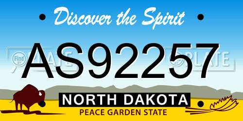 AS92257 North Dakota License Plate