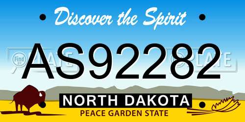 AS92282 North Dakota License Plate