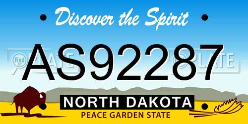 AS92287 North Dakota License Plate