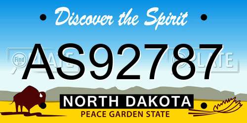 AS92787 North Dakota License Plate