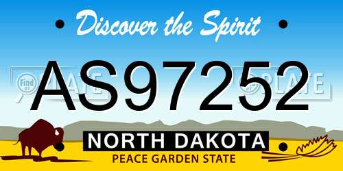 AS97252 North Dakota License Plate