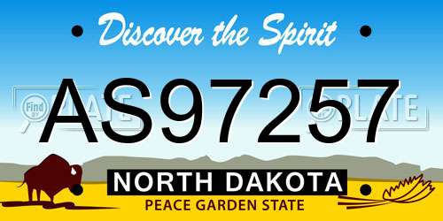 AS97257 North Dakota License Plate