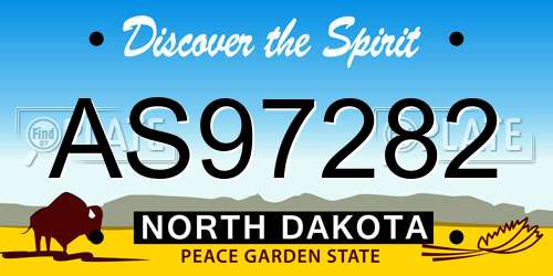 AS97282 North Dakota License Plate