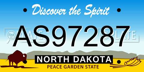 AS97287 North Dakota License Plate