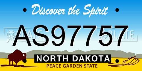 AS97757 North Dakota License Plate