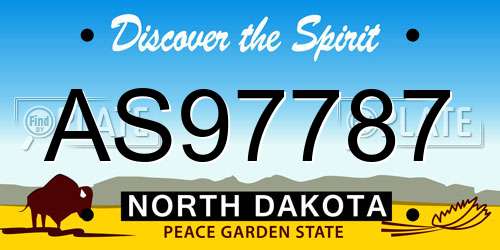 AS97787 North Dakota License Plate