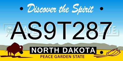 AS9T287 North Dakota License Plate