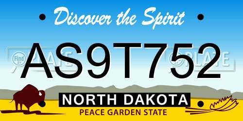 AS9T752 North Dakota License Plate