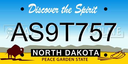 AS9T757 North Dakota License Plate